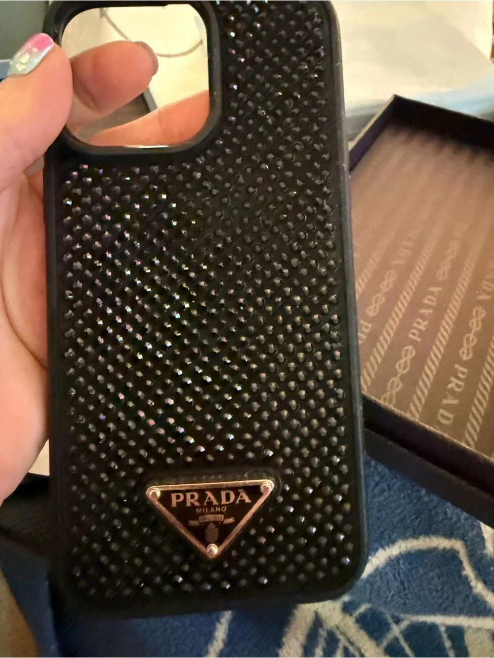 Prada Black Crystal-Embellished iphone 16 pro max